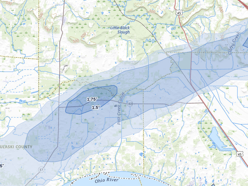 NEXRAD radar-signature map of the hail storm over Karnak, IL on Mar 4, 2026