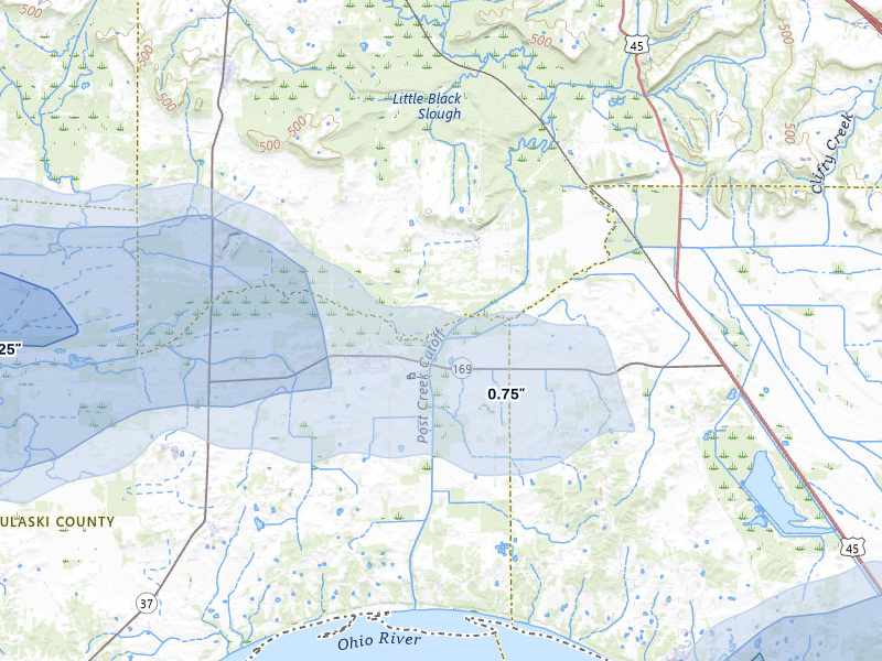 NEXRAD radar-signature map of the hail storm over Karnak, IL on Jun 1, 2026