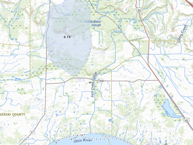 NEXRAD radar-signature map of the hail storm over Karnak, IL on Jun 27, 2026
