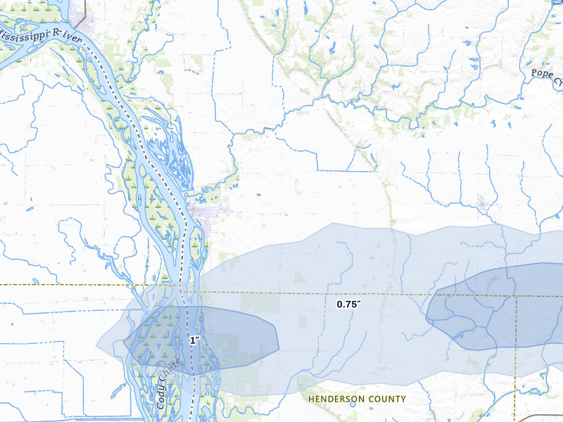 NEXRAD radar-signature map of the hail storm over Keithsburg, IL on Jul 3, 2026