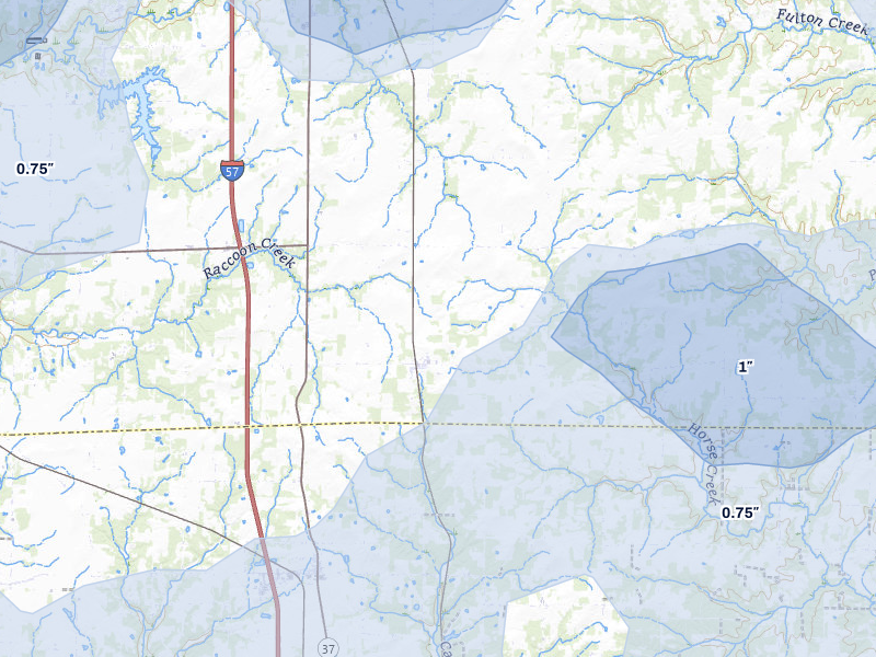 NEXRAD radar-signature map of the hail over Kell, IL