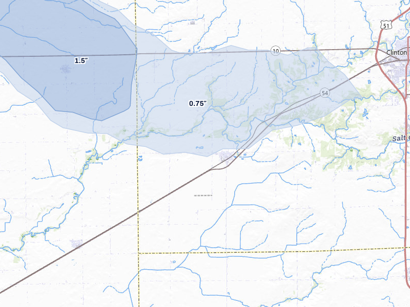 NEXRAD radar-signature map of the hail storm over Kenney, IL on May 4, 2026