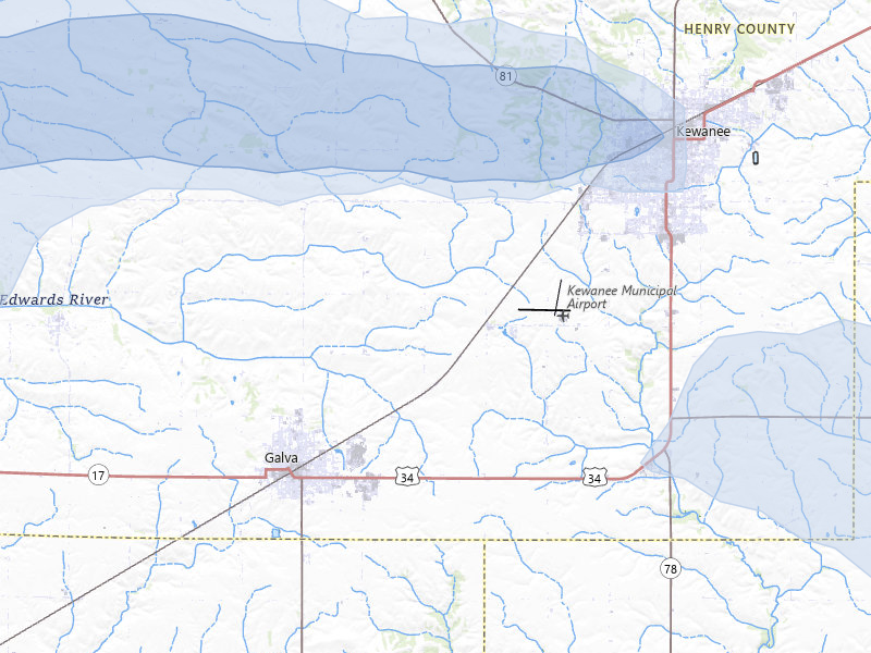 NEXRAD radar-signature map of the hail storm over Kewanee, IL on Jun 5, 2026