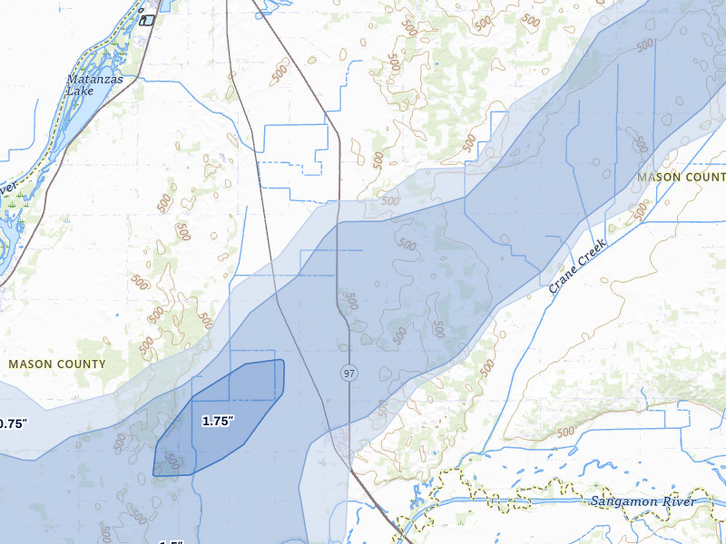 NEXRAD radar-signature map of the hail over Kilbourne, IL