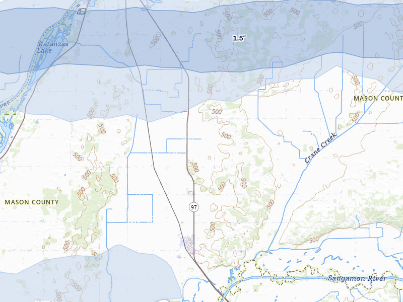 NEXRAD radar-signature map of the hail over Kilbourne, IL