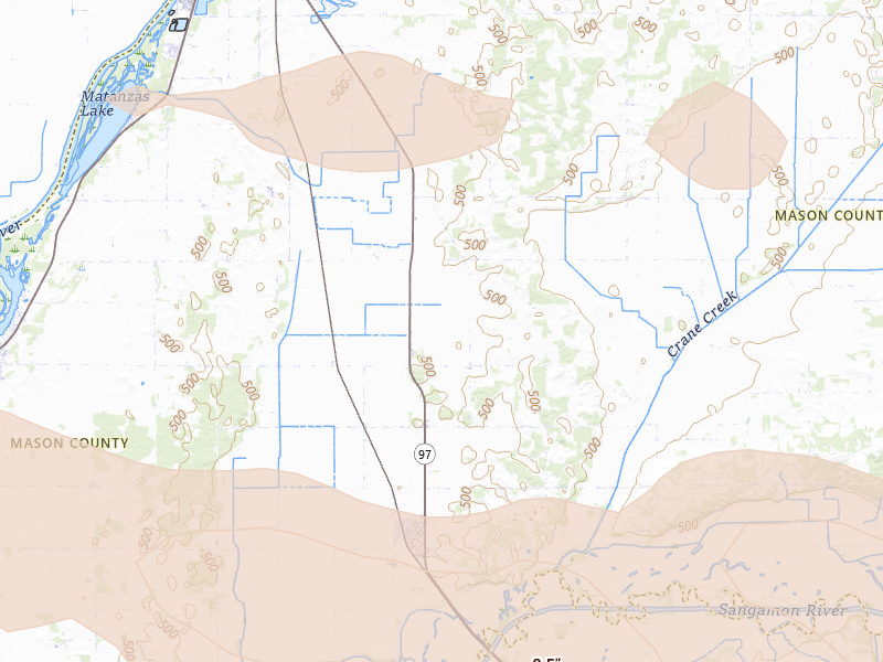 Radar-estimated hail-size map of the storm over Kilbourne, IL on Jun 17, 2026