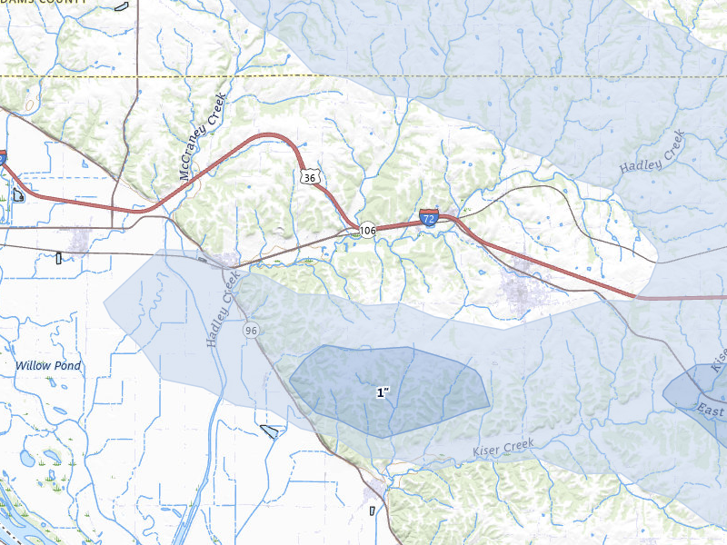 NEXRAD radar-signature map of the hail storm over Kinderhook, IL on May 3, 2026
