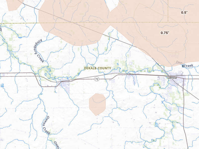 Radar-estimated hail-size map of the storm over Kingston, IL