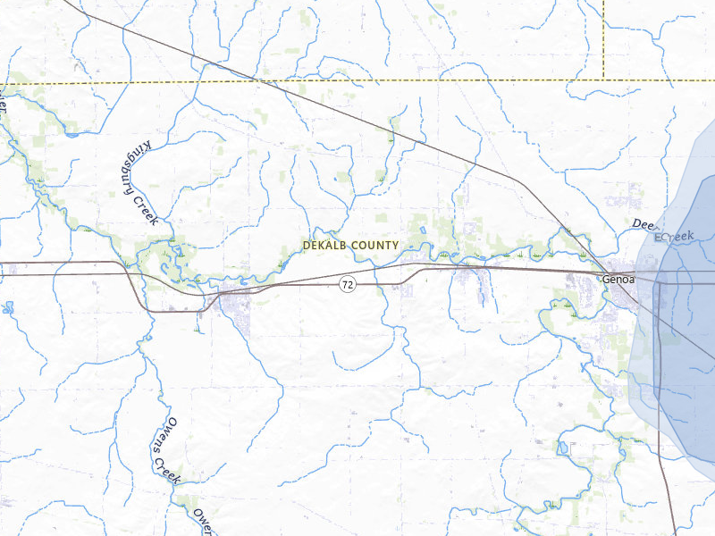 NEXRAD radar-signature map of the hail storm over Kingston, IL on Jul 27, 2026