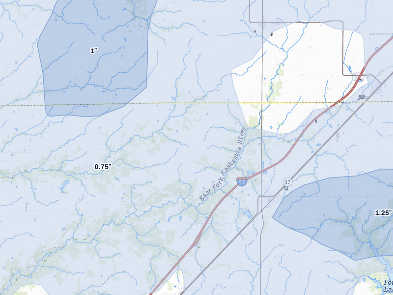 NEXRAD radar-signature map of the hail over Kinmundy, IL