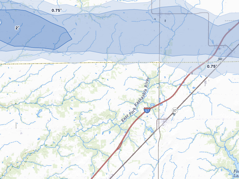 NEXRAD radar-signature map of the hail storm over Kinmundy, IL on May 4, 2026