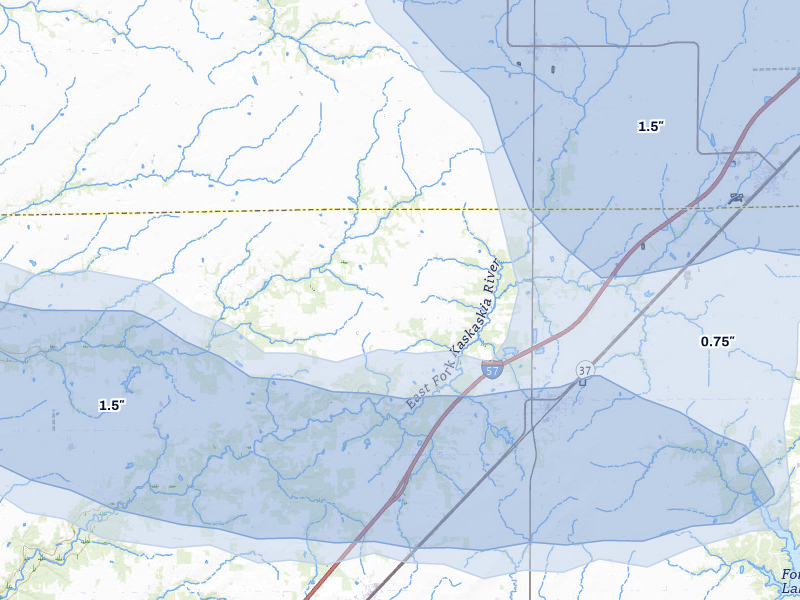 NEXRAD radar-signature map of the hail storm over Kinmundy, IL on May 16, 2026