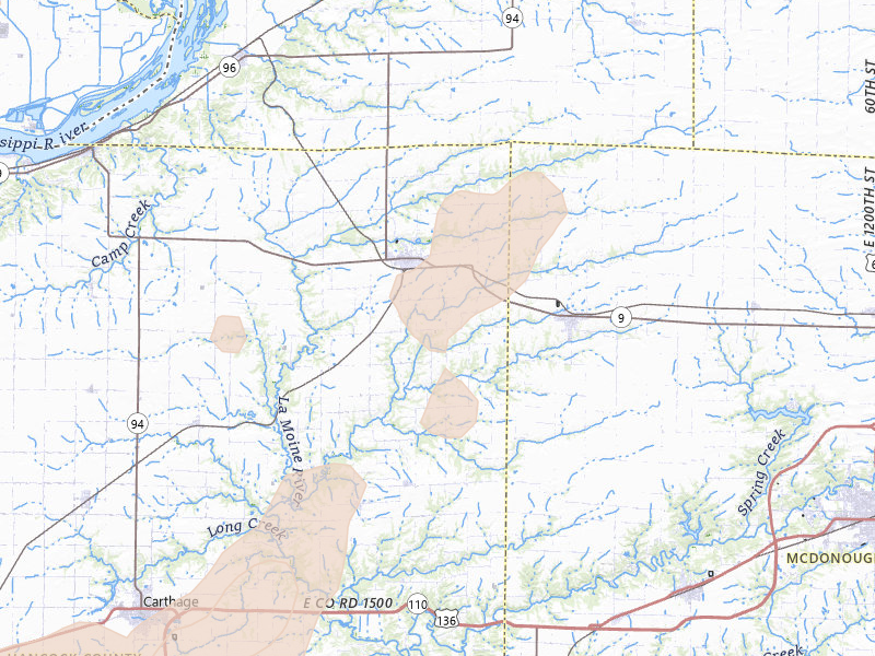 Radar-estimated hail-size map of the storm over La Harpe, IL on Apr 17, 2026