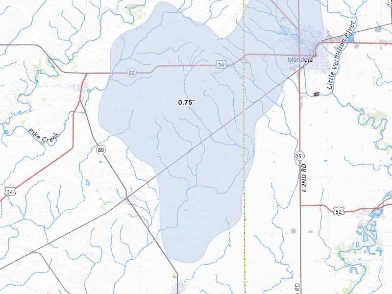 NEXRAD radar-signature map of the hail storm over La Moille, IL on Apr 17, 2026