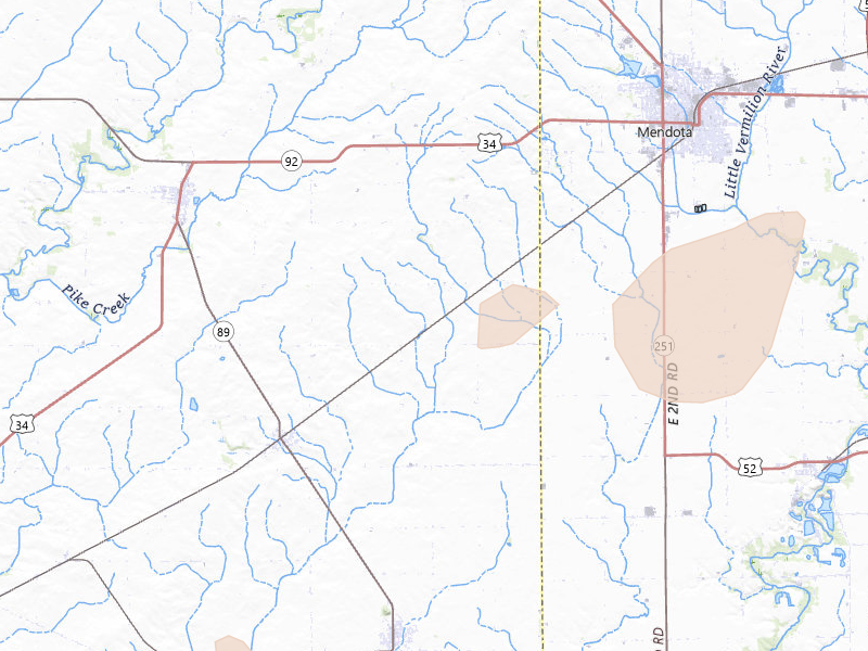 Radar-estimated hail-size map of the storm over La Moille, IL on Jul 3, 2026
