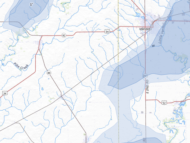 NEXRAD radar-signature map of the hail storm over La Moille, IL on Jul 4, 2026