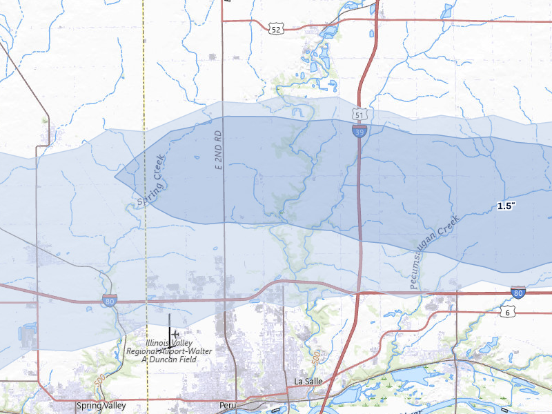 NEXRAD radar-signature map of the hail storm over La Salle, IL on May 4, 2026