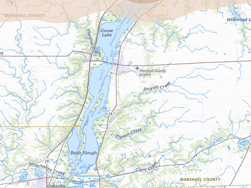 Radar-estimated hail-size map of the storm over Lacon, IL on Mar 10, 2026