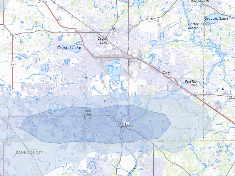 NEXRAD radar-signature map of the hail storm over Lake In The Hills, IL on Mar 30, 2026