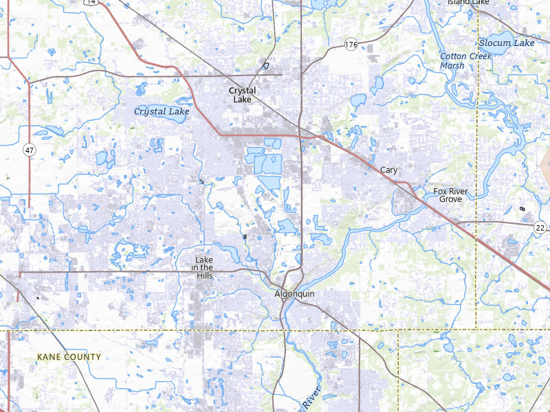 Radar-estimated hail-size map of the storm over Lake In The Hills, IL on Jul 3, 2026