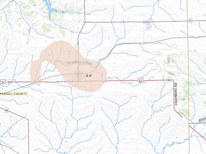 Radar-estimated hail-size map of the storm over Lanark, IL