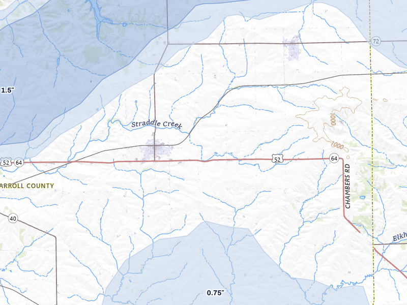 NEXRAD radar-signature map of the hail storm over Lanark, IL on Jul 3, 2026