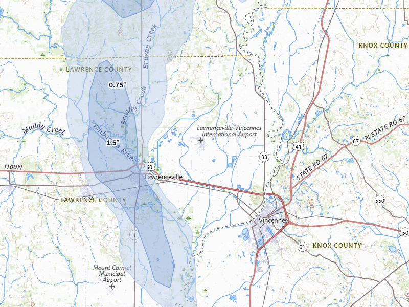 NEXRAD radar-signature map of the hail storm over Lawrenceville, IL on Jul 27, 2026