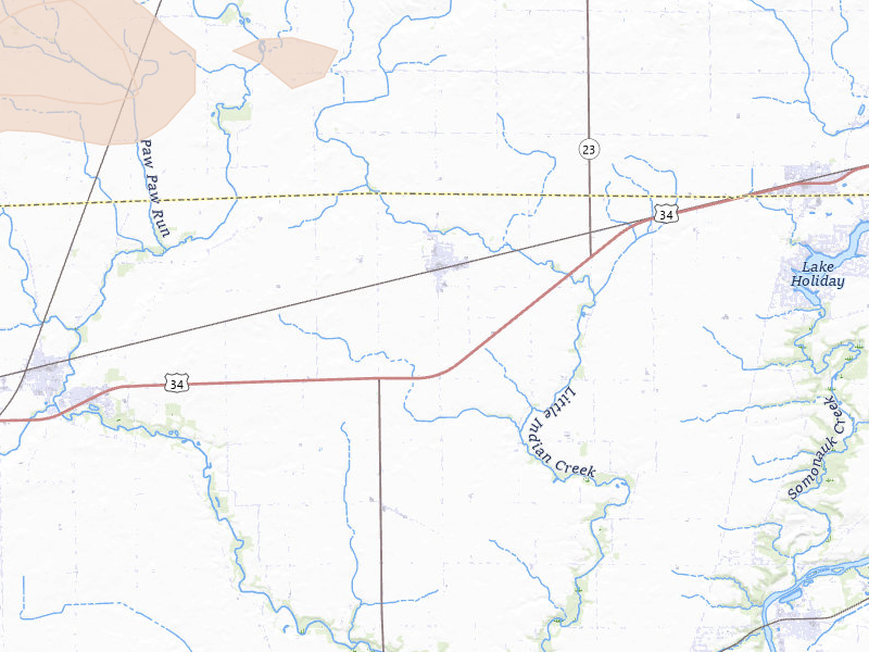 Radar-estimated hail-size map of the storm over Leland, IL on Mar 31, 2026