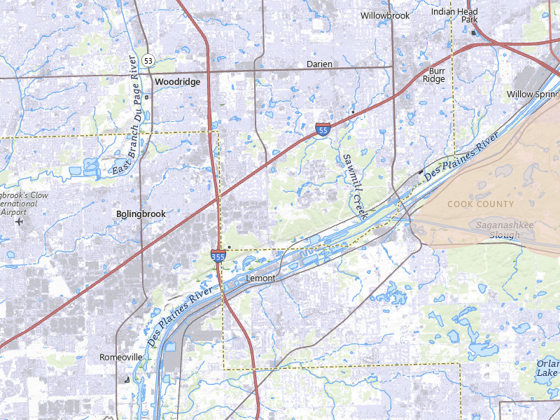 Radar-estimated hail-size map of the storm over Lemont, IL on Jul 3, 2026