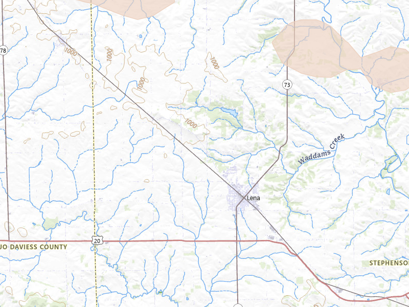 Radar-estimated hail-size map of the storm over Lena, IL on Jun 24, 2026