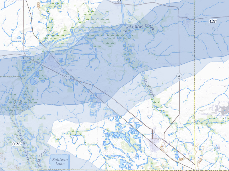 NEXRAD radar-signature map of the hail storm over Lenzburg, IL on Jul 10, 2026