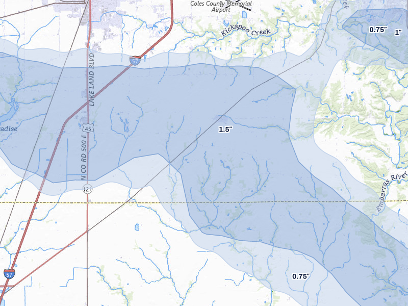 NEXRAD radar-signature map of the hail storm over Lerna, IL on Mar 22, 2026