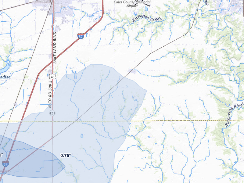NEXRAD radar-signature map of the hail over Lerna, IL