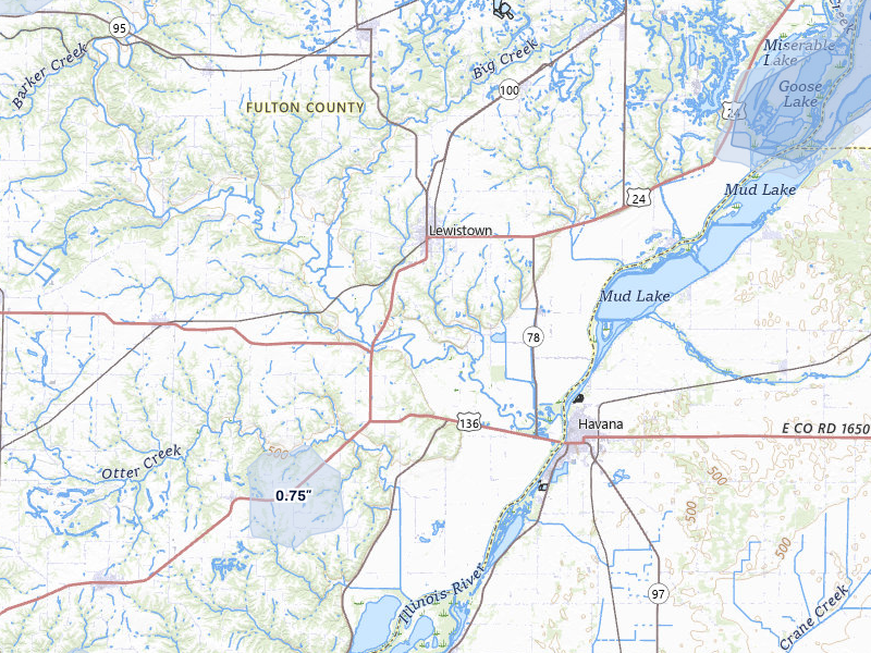 NEXRAD radar-signature map of the hail storm over Lewistown, IL on Apr 2, 2026