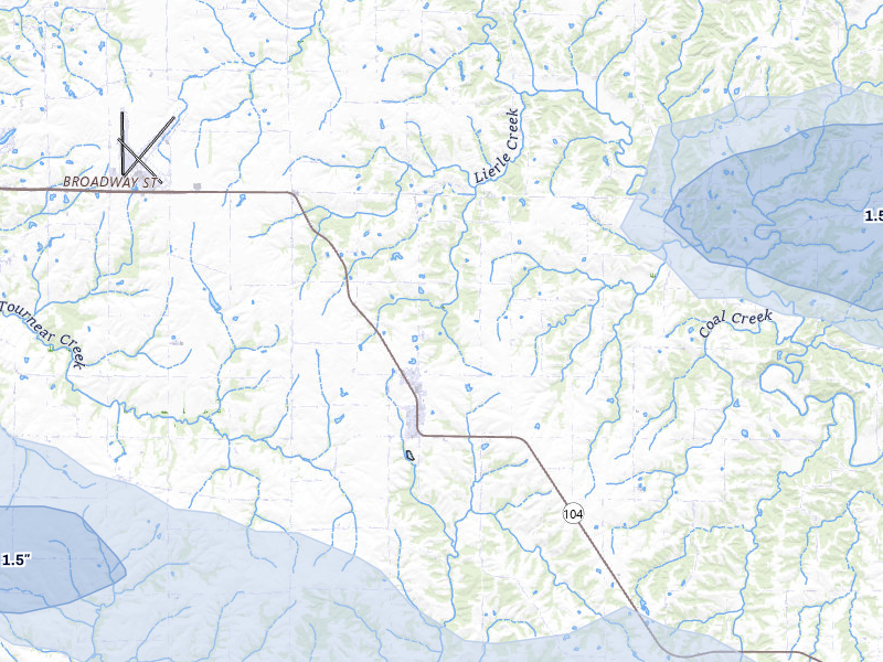 NEXRAD radar-signature map of the hail storm over Liberty, IL on May 16, 2026