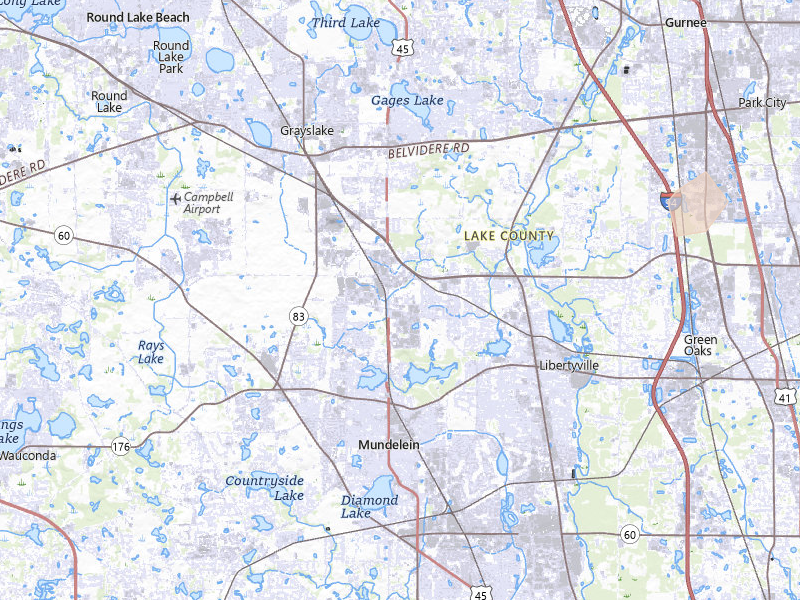 Radar-estimated hail-size map of the storm over Libertyville, IL on May 15, 2026