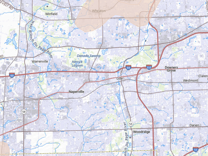 Radar-estimated hail-size map of the storm over Lisle, IL on Jul 3, 2026