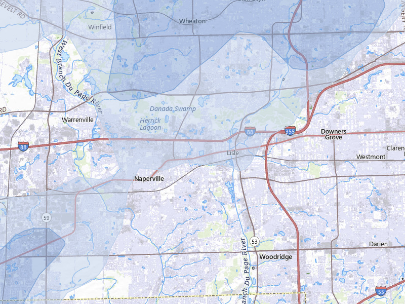 NEXRAD radar-signature map of the hail storm over Lisle, IL on Jul 3, 2026
