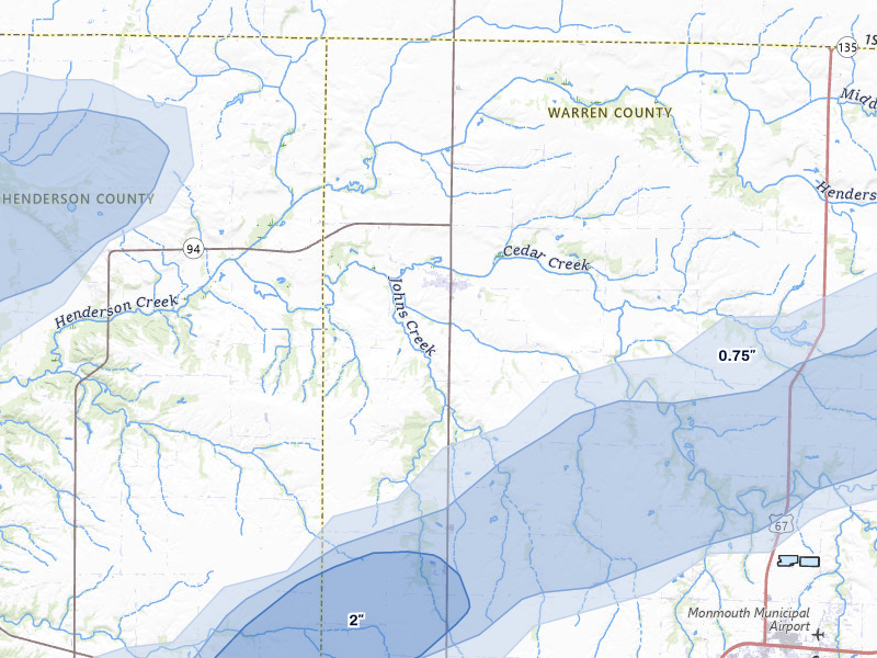 NEXRAD radar-signature map of the hail over Little York, IL