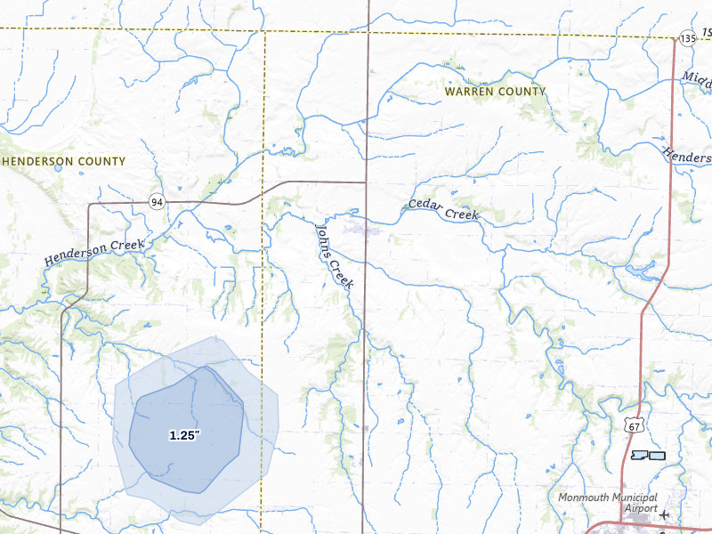 NEXRAD radar-signature map of the hail storm over Little York, IL on May 17, 2026