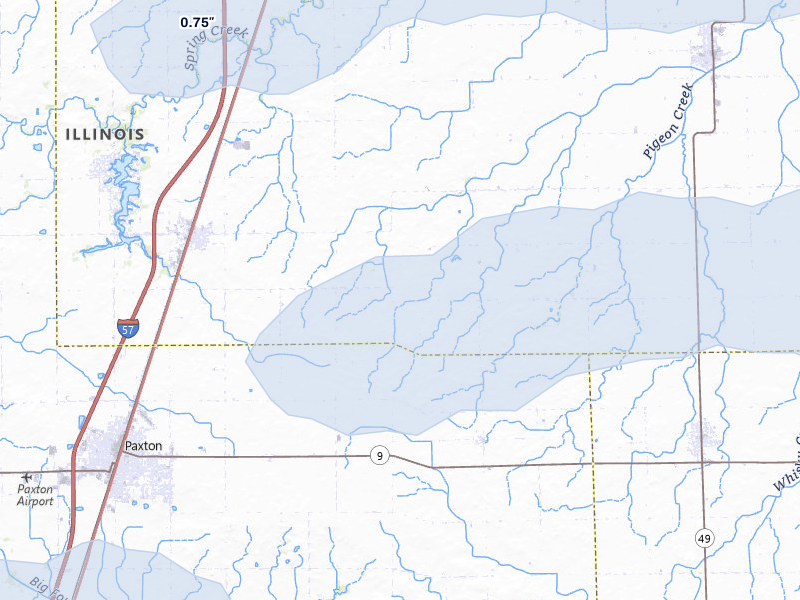 NEXRAD radar-signature map of the hail storm over Loda, IL on Mar 26, 2026