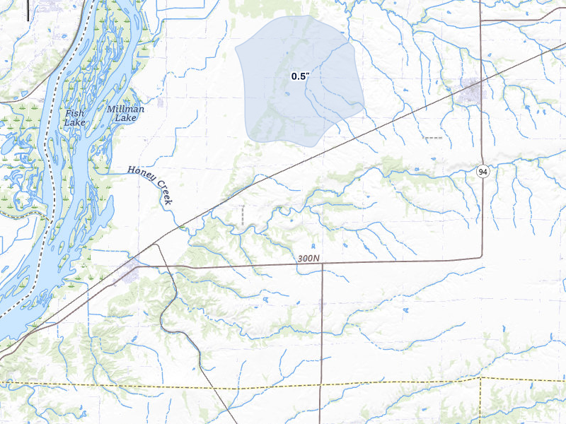 NEXRAD radar-signature map of the hail storm over Lomax, IL on Mar 6, 2026