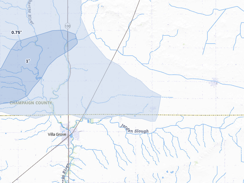 NEXRAD radar-signature map of the hail storm over Longview, IL on Apr 27, 2026