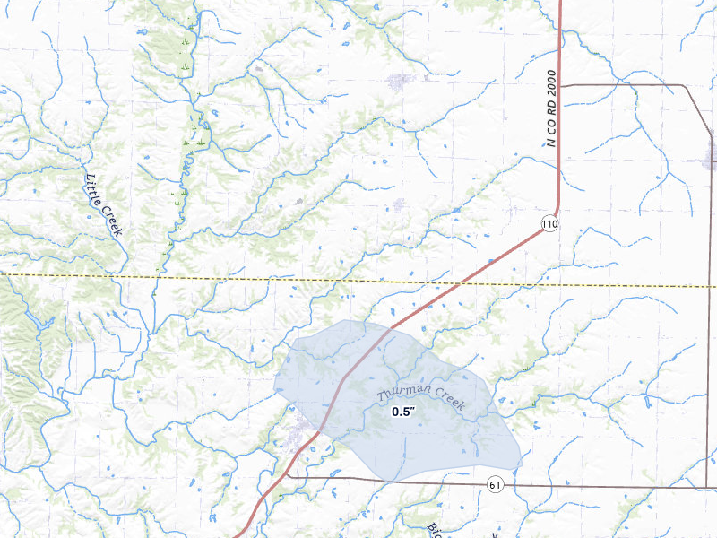 NEXRAD radar-signature map of the hail storm over Loraine, IL on May 4, 2026
