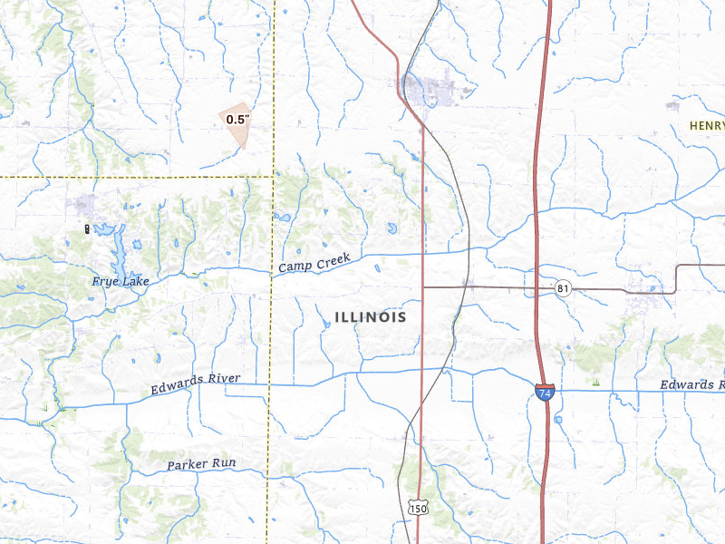Radar-estimated hail-size map of the storm over Lynn Center, IL