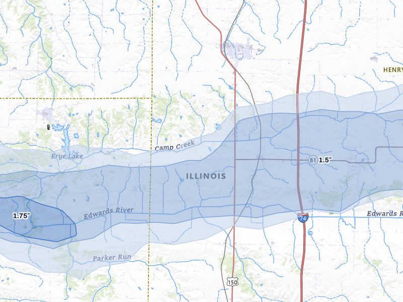 NEXRAD radar-signature map of the hail storm over Lynn Center, IL on May 4, 2026