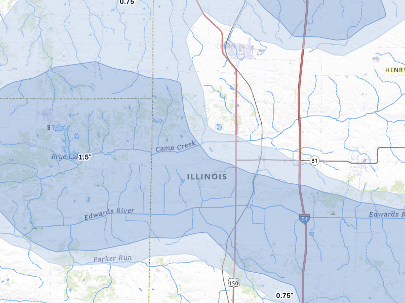 NEXRAD radar-signature map of the hail storm over Lynn Center, IL on Jun 5, 2026