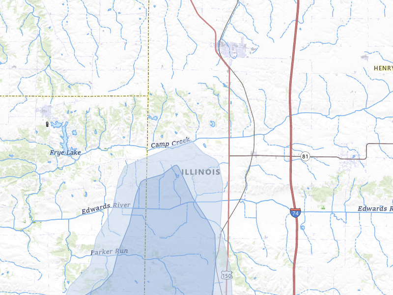 NEXRAD radar-signature map of the hail over Lynn Center, IL