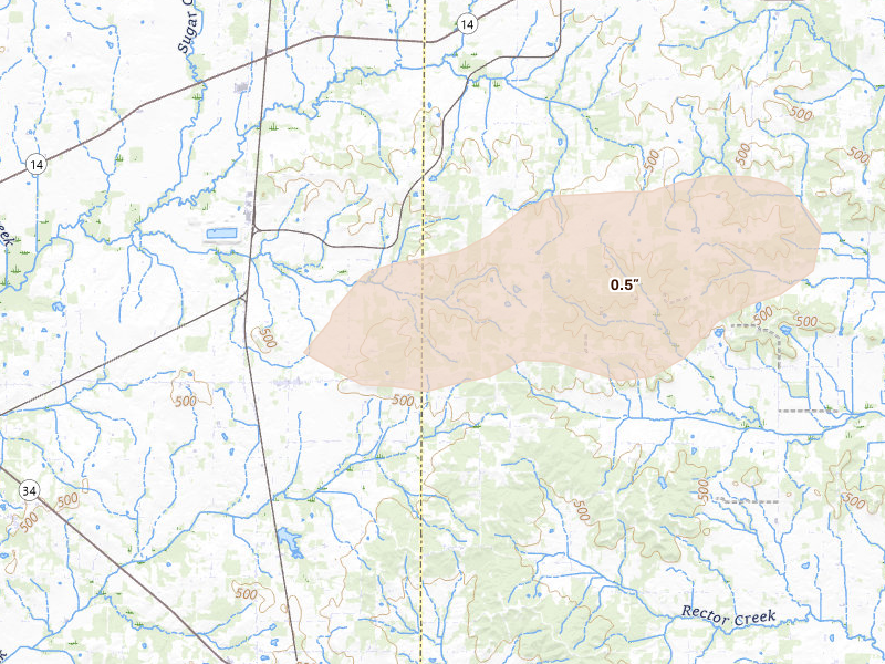 Radar-estimated hail-size map of the storm over Macedonia, IL on Apr 26, 2026