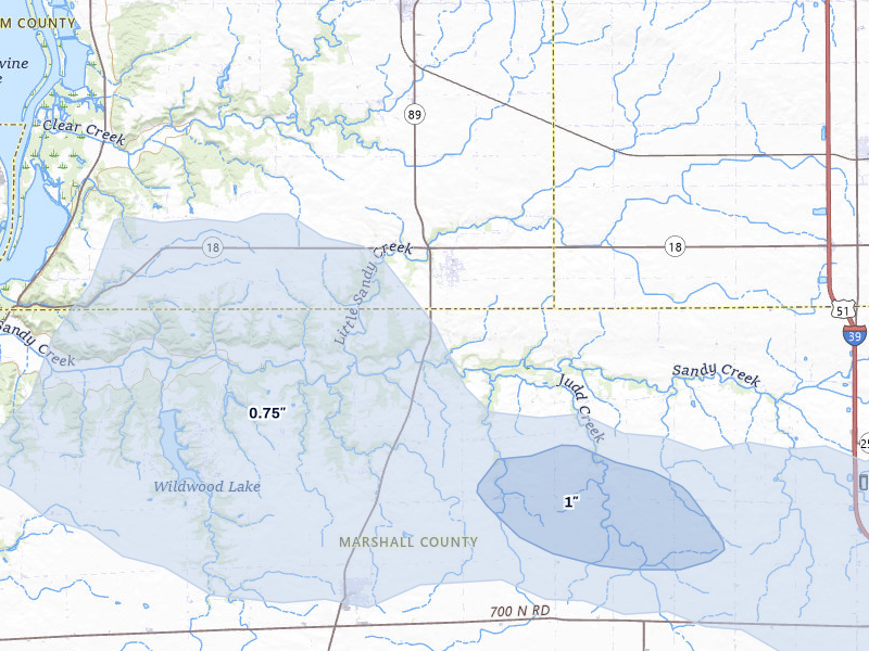 NEXRAD radar-signature map of the hail storm over Magnolia, IL on May 15, 2026